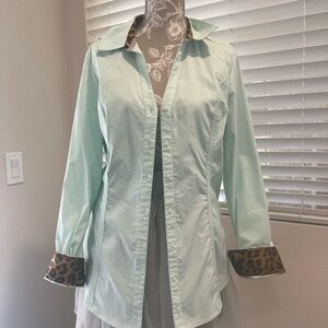 Express Mint Shirt with Leopard Details